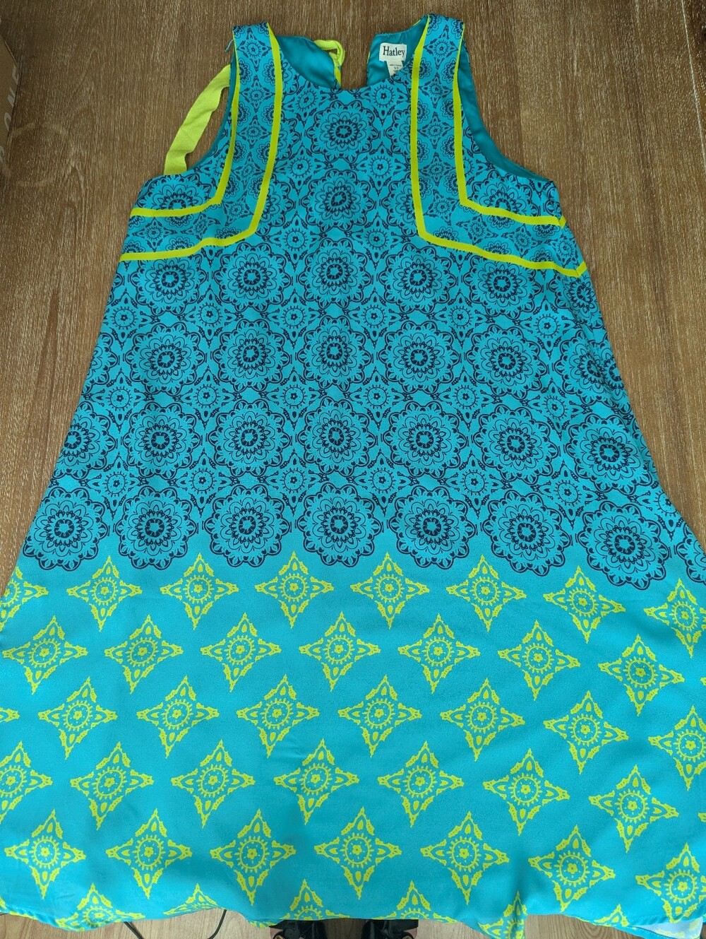 Hatley Turquoise & Lime Patterned Sleeveless Dress